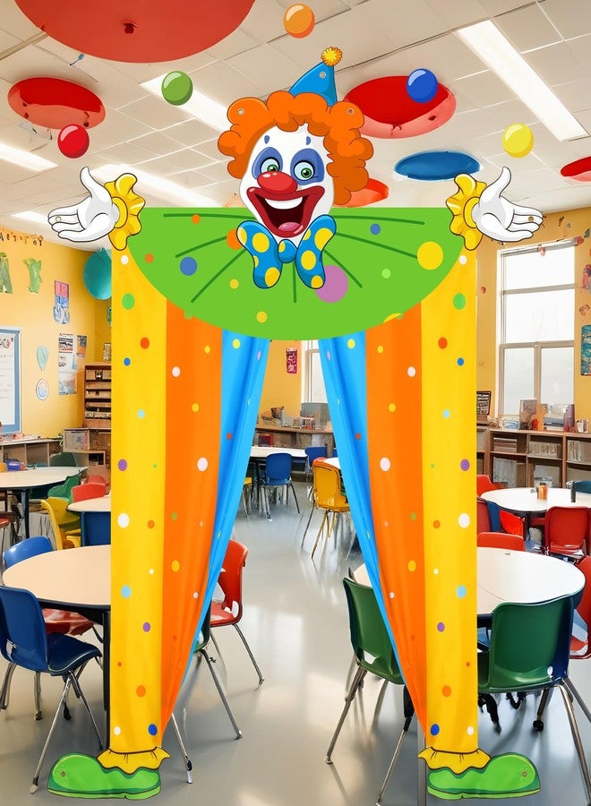 Mindsoft 3 Pcs Carnival Circus Party Decorations Circus Clown Birthday Decor Door Banner Clown Joker Backdrop Photo Props Hanging Carnival Welcome Awning Birthday Party Decor(Multicolor,Classic Style) - Image 5